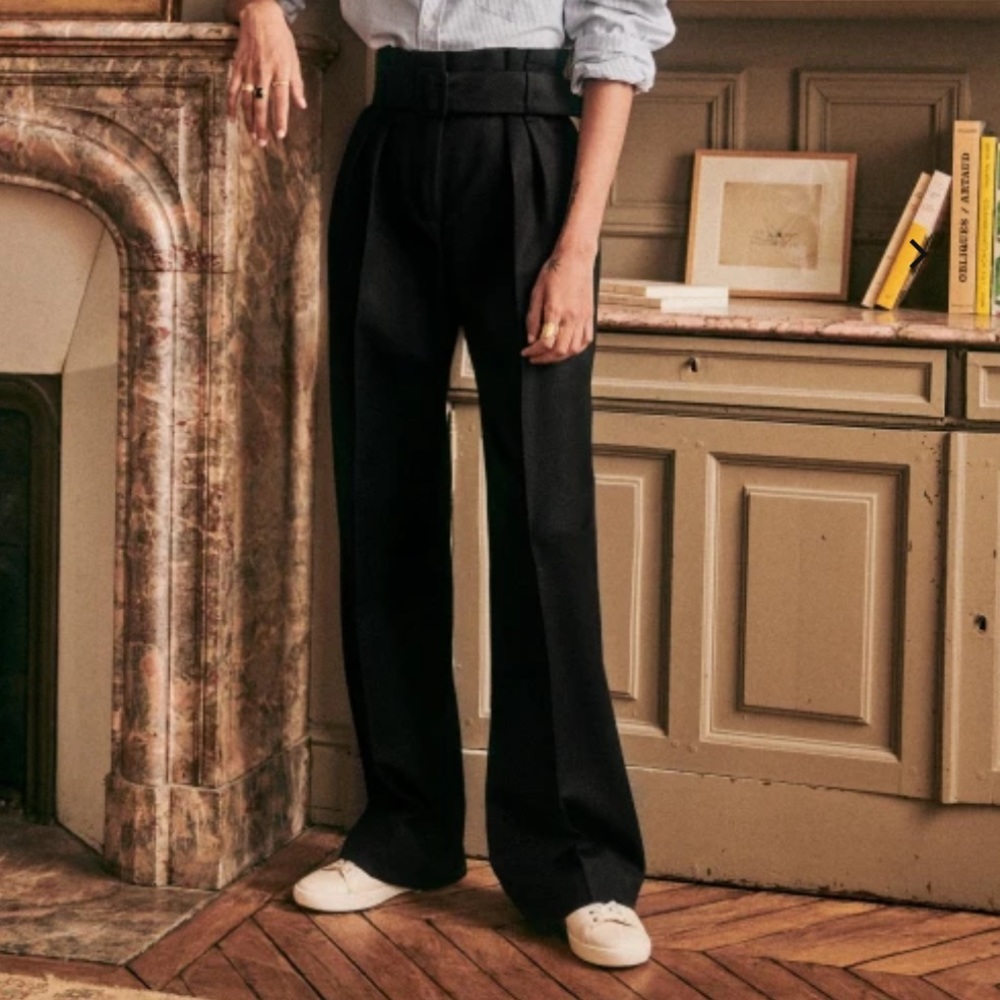 Sezane Black High-Waisted Trousers